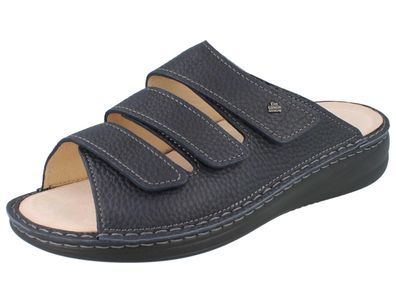 FINN Comfort Keros Herren Pantolette dunkelblau Glattleder genarbt