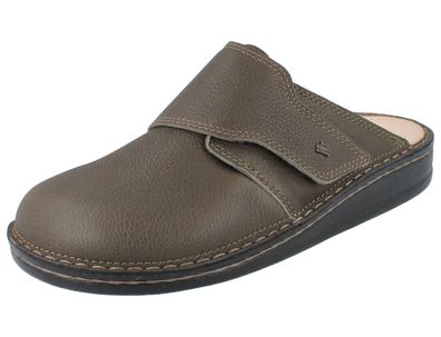 FINN Comfort Amalfi Herren Clog braun farngrün genarbtes Glattleder