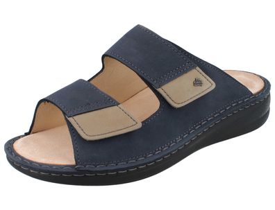 FINN Comfort Psara Herren Pantolette dunkelblau beige Nubukleder