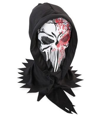 narrenwelt Horrormaske Bloody Reaper Maske gezackte Stoff-Kapuze Halloween