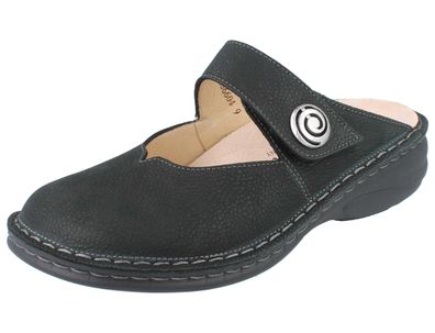 FINN Comfort Canaro Damen Clog schwarz genarbtes Nubukleder