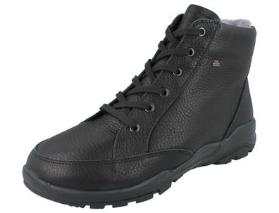 FINN Comfort Erding Herren Winterstiefel Reißverschluss schwarz genarbtes Glattleder
