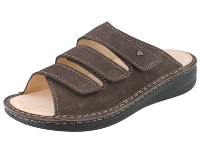 FINN Comfort Keros Herren Pantolette dunkelbraun genarbtes Nubukleder