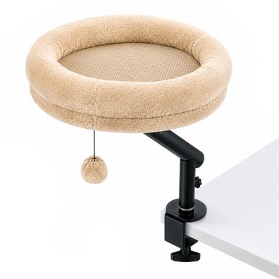 Fudajo Katzenbett Schreibtisch 40x40cm beige Katzenliege Katzenmöbel Katzenkorb