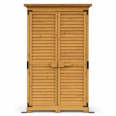 Wiltec Gartenhaus Lamellentür 870x465x1600mm Gerätehaus Gartenschrank Holz