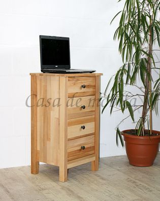 Schubladenkommode ANTON 46x81x36cm Kernbuche massiv natur geölt