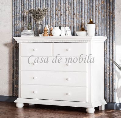 Schubladenkommode Kopenhagen 114x92x45cm Fichte massiv altweiß creme lackiert