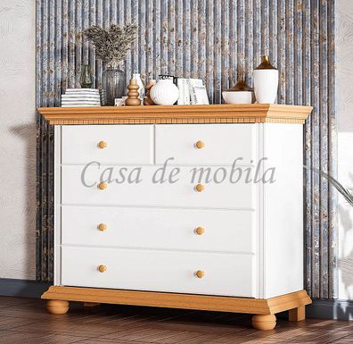 Kommode 114x92x45cm Kopenhagen Fichte 2farbig altweiß honig