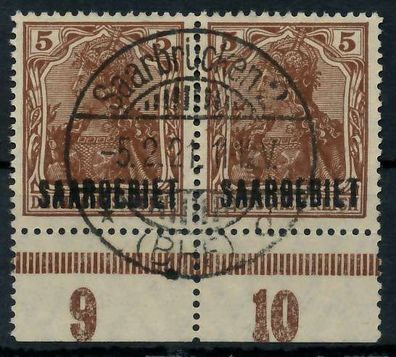Saargebiet Germania Nr 44a zentrisch gestempelt WAAGR PAAR U X7B2292
