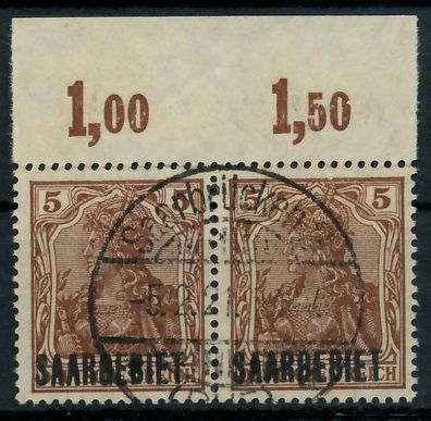 Saargebiet Germania Nr 44a zentrisch gestempelt WAAGR PAAR X7B229E