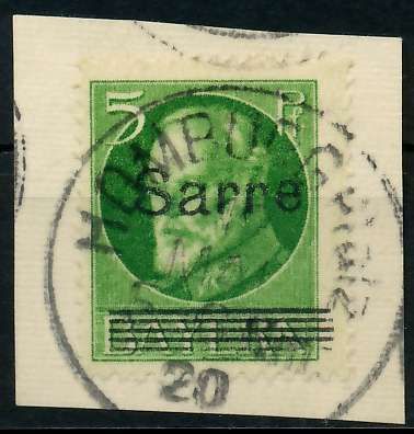 Saargebiet LUDWIG Nr 18 zentrisch gestempelt Briefstück X7B2386
