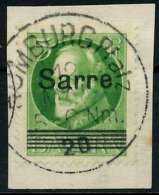 Saargebiet LUDWIG Nr 18 zentrisch gestempelt Briefstück X7B237A