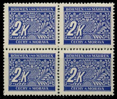 BÖHMEN MÄHREN PORTO Nr 11 postfrisch Viererblock X7B66A2
