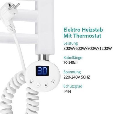 EMKE Badheizkörper Elektro Heizstab 300W-1200W Heizpatrone Mit Temperaturregelung
