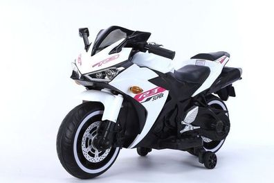 Elektro Motorrad für Kinder 888 -12V4,5A Akku - mit Stützräder, Musik Lichter -Weiss