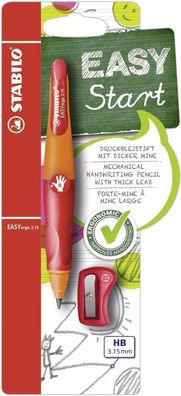 Ergonomischer Druck-Bleistift für Rechtshänder - Stabilo EASYergo 3.15 in orange/rot