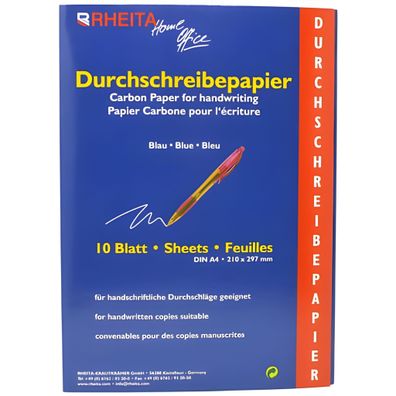 Durchschreibepapier in der 10 Blatt Mappe, A4, blau,