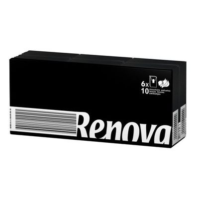 RENOVA 6 x 7 durchgefärbte Pocket Taschentücher Schwarz (42 Stück)