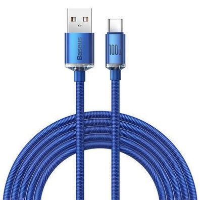 Baseus Crystal Shine Hochgeschwindigkeits-USB-Kabel 100W, Typ A zu Typ C, 2m, Bl