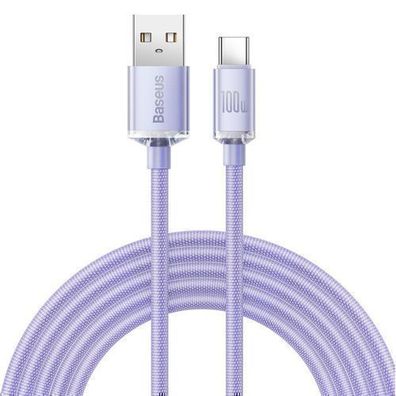 Baseus Crystal Shine 100W USB-C Kabel 2m, Schnelllade- & Datenkabel, Lila