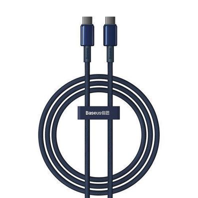 Baseus USB-C auf USB-C Ladekabel 100W, 1m, Blau, Tungsten Gold Serie