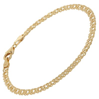 trendor Schmuck Armband 925 Silber Goldplattiert Zwillingspanzer 3,9 mm 21038