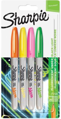 Sharpie Permanent-Marker, feine Spitze 4 Stück Assorted Neon Colours
