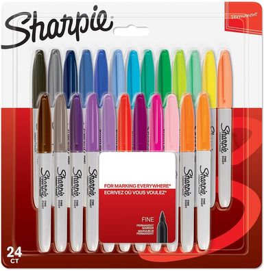 Sharpie Permanent Marker | Marker Stifte mit feiner Spitze | gemischte Farben | 24 St