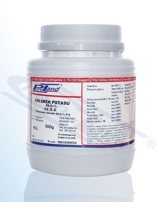 PureLand Kaliumchlorid chda op.500g HDPE Flasche