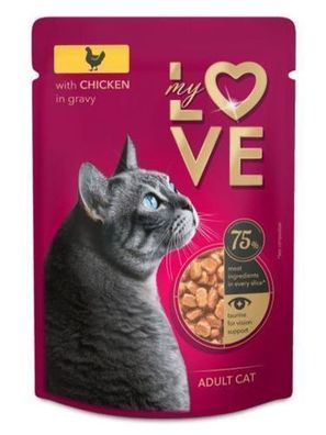 MY LOVE Katzenfutter im Beutel, 85 g, Huhn in Soße