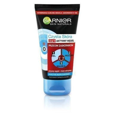 Garnier Pure Skin 3-in-1 Reinigungs-Gel, Peeling & Maske, 150 ml