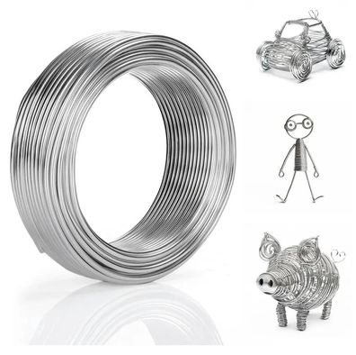 Belle Vous Silberner Aluminium Draht zum Basteln (10m) Flexibler & Biegsamer