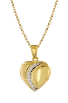 trendor Schmuck Damen Herz-Anhänger Gold 333 Bicolor mit vergoldeter Silberkette 682