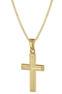 trendor Schmuck Kreuz-Anhänger Gold 333 mit goldplattierter Silberkette 68420