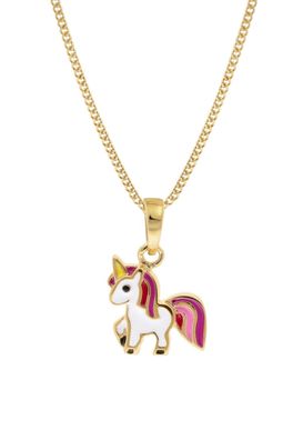 trendor Schmuck Kinder-Anhänger Gold 333 Einhorn mit goldplattierter Silberkette 684