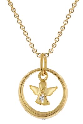 trendor Schmuck Taufring Mit Engel Gold 333 / 8K An Vergoldeter Silberkette 28210