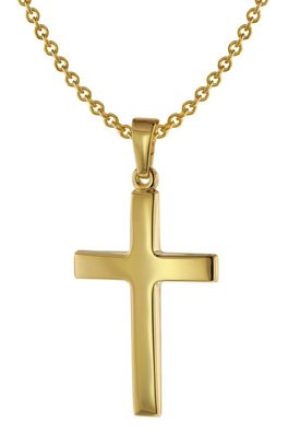trendor Schmuck Kreuz-Anhänger 24 mm Gold 585 + Silberkette goldplattiert 75543