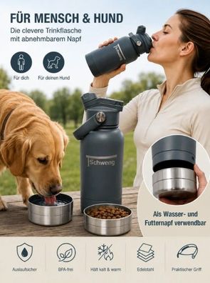 3-in-1 Isolier-Trinkflasche für Mensch & Hund - ca. 950 ml