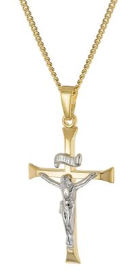 trendor Schmuck Kruzifix-Anhänger Gold 333/8K An Vergoldeter Silberkette 28577