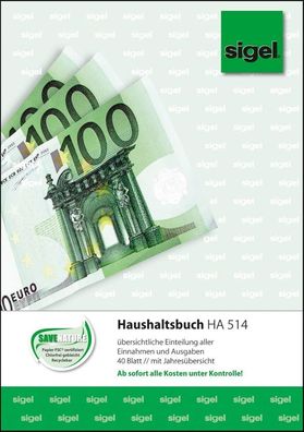 SIGEL HA514 Haushaltsbuch zum richtig Sparen, A5, zum Eintragen aller Ein- und Ausgab