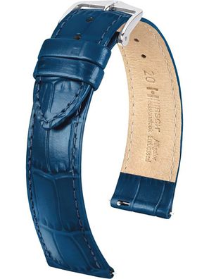 Hirsch Leder-Uhrenarmband Louisianalook L 22 mm Blau 03427080-2-22