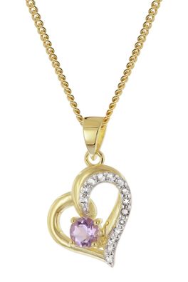 trendor Schmuck Herz-Anhänger Gold 333 Amethyst/Topas an vergoldeter Silberkette 211