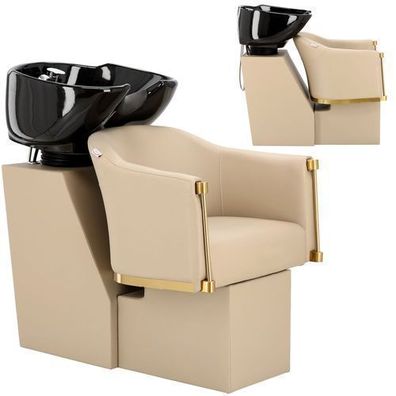 Friseurwaschanlage Lincoln mit neigbarem Keramikbecken, Armatur und Brause