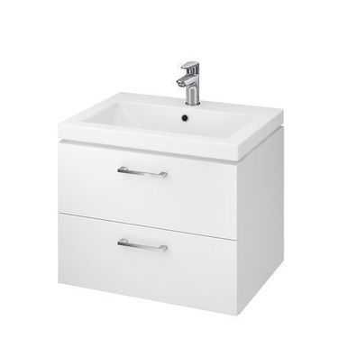 Badmöbel Set Badezimmerschrank mit Keramikwaschbecken LARA COMO 60 Weiß
