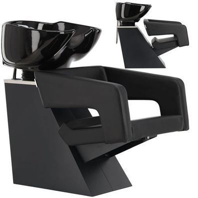 Friseurwaschanlage Hana mit beweglichem Keramikbecken und Armatur