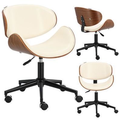 Kosmetikhocker Friseurstuhl Drehstuhl mit verstellbarem Rückenlehne beige