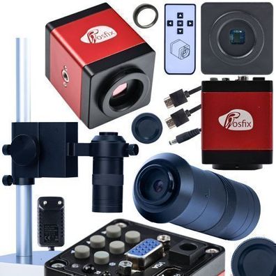 Rosfix Set Mikroskopkamera 2MP + Objektiv 100x + Plattform | HDMI/VGA/C-Mount