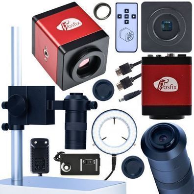 Rosfix Set Mikroskopkamera 2MP + Objektiv 100x + LED Licht | HDMI/VGA/C-Mount