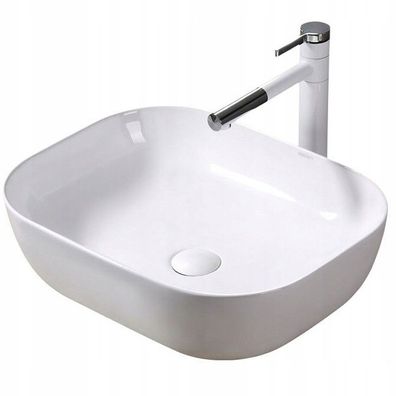 Rechteckiges Aufsatzwaschbecken aus Keramik, Modern Weiß