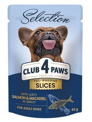 CLUB 4 PAWS HUND Beutel 85 g Selection Lachs mit Makrele in Soße